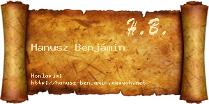 Hanusz Benjámin névjegykártya